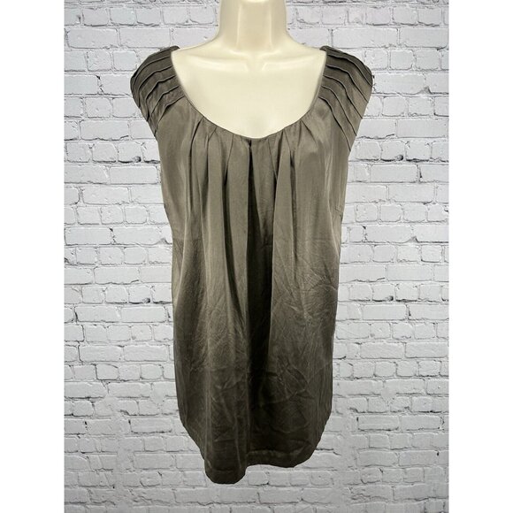 Semantiks Brown Silk Blend Pleated Sleeveless Satin Blouse Women’s 22W - Picture 1 of 8